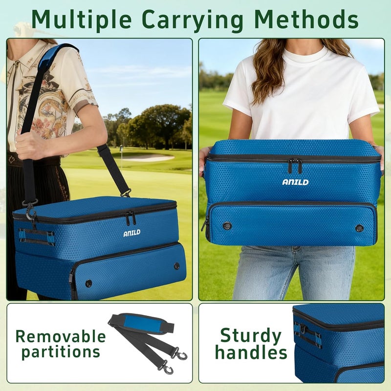 ANILD Golf Trunk Organizer, 2 Layer Golf Storage Case with Separate Ventilated Compartment for 2 Pair Shoes, for Balls, Tees, Clothes, Gloves, Accessories, Golfer Gifts - Image 4
